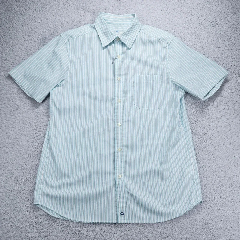 Vineyard Vines OTG Shirt Mens Medium Blue Stripe Short Sleeve Brrr Stretch NEW - Picture 3 of 13